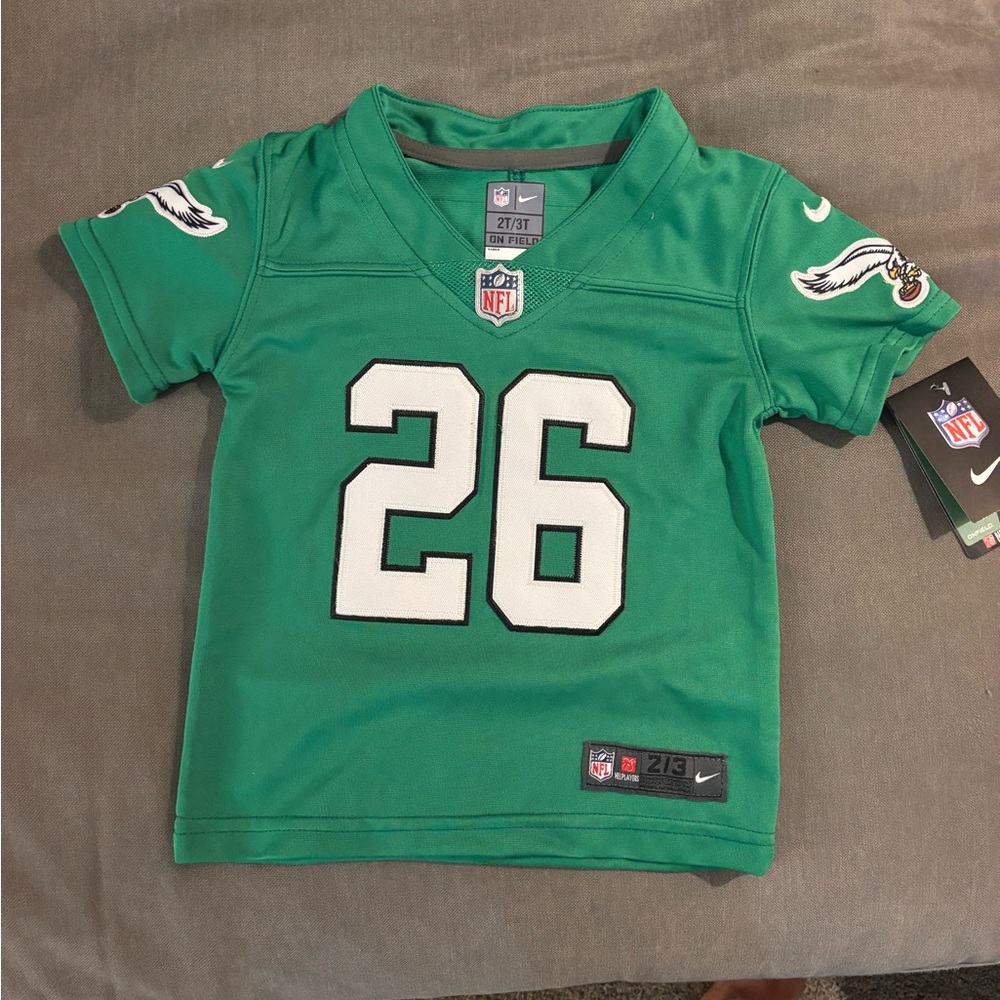 Saquon Barkley, Eagles NFL Kelly Green Kids Jersey with White Accents